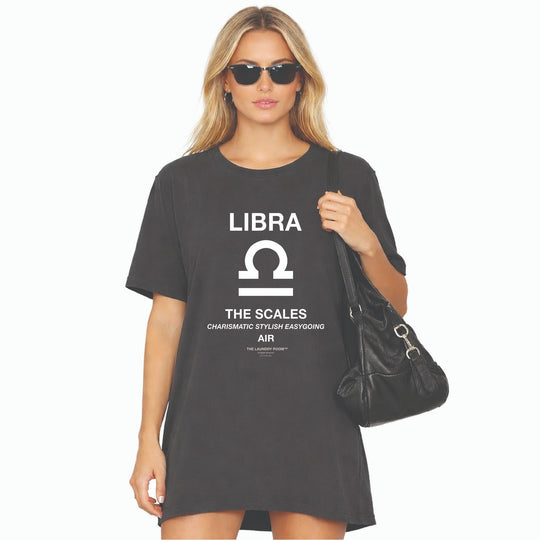 Libra Scales - Oversized Tee - Black Snow - The Laundry Room