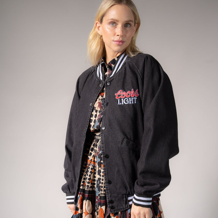 Coors Light Official Tm - Stadium Denim Jacket - Washed Black Denim - The Laundry Room