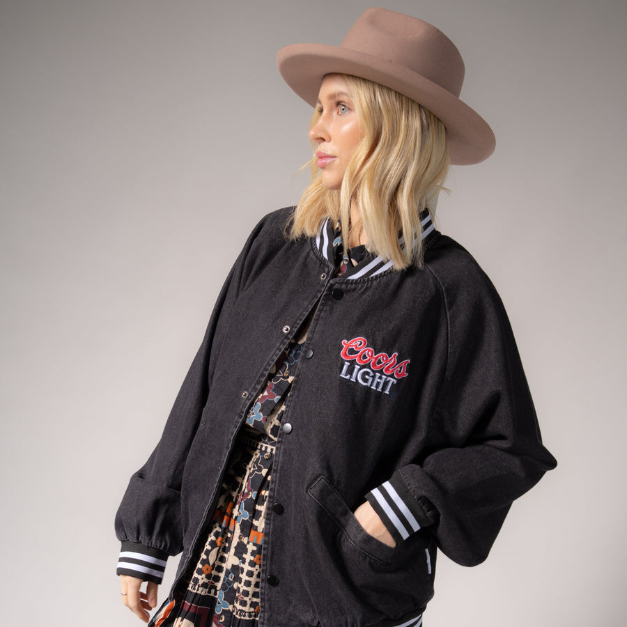 Coors Light Official Tm - Stadium Denim Jacket - Washed Black Denim - The Laundry Room