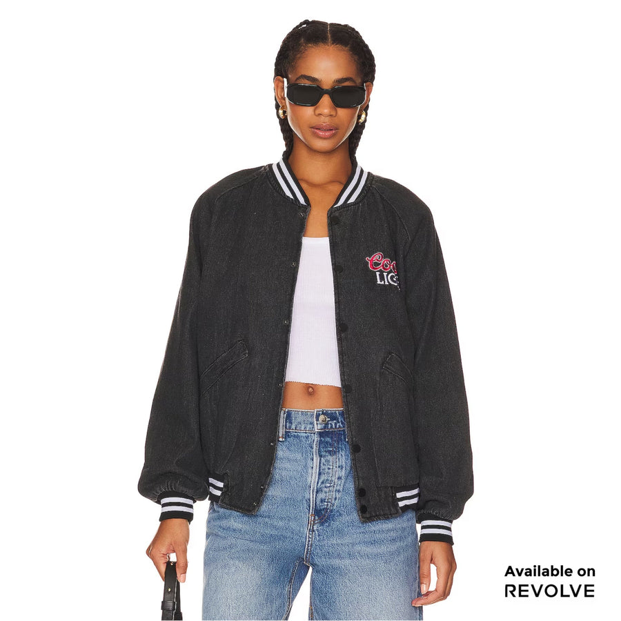 Coors Light Official Tm - Stadium Denim Jacket - Washed Black Denim - The Laundry Room