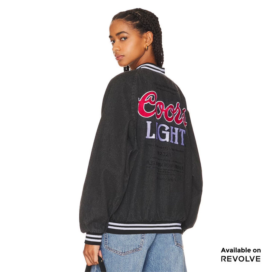 Coors Light Official Tm - Stadium Denim Jacket - Washed Black Denim - The Laundry Room