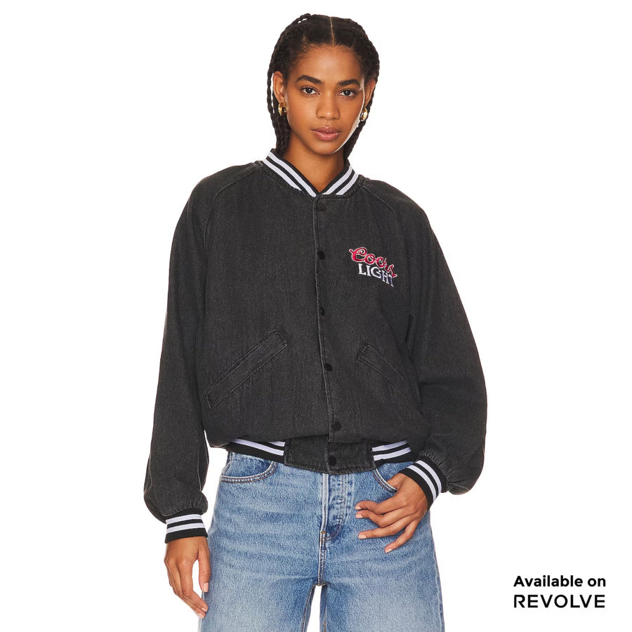 Coors Light Official Tm - Stadium Denim Jacket - Washed Black Denim - The Laundry Room