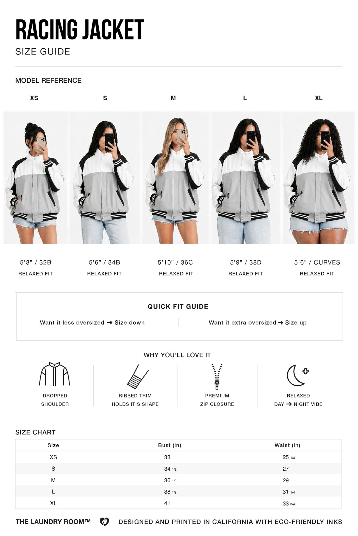 Racing Jacket Size Guide