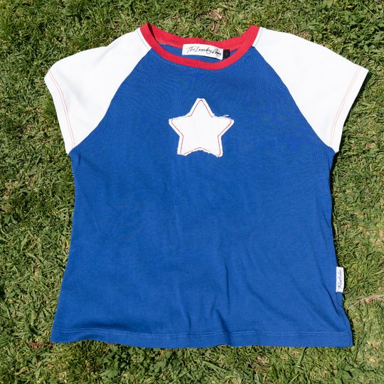 Stardom - Baby Tee - Vintage Blue & White