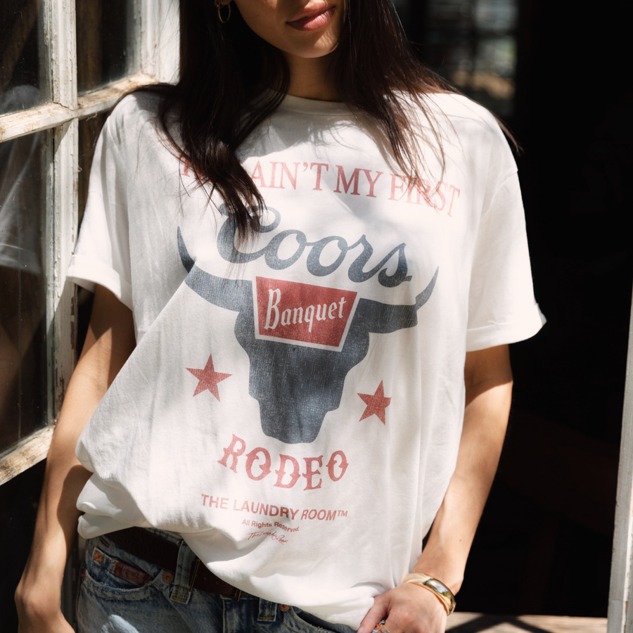 Ain'T My First Coors Rodeo - Oversized Tee - White