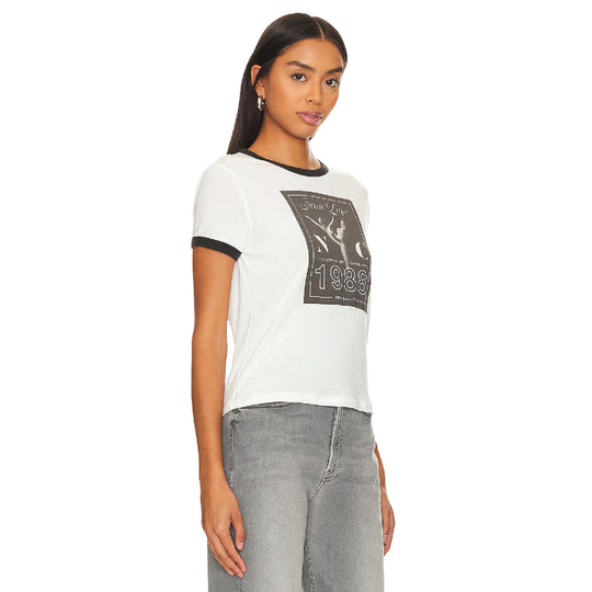 Swan Lane - Perfect Ringer Tee - White & Black Snow - The Laundry Room