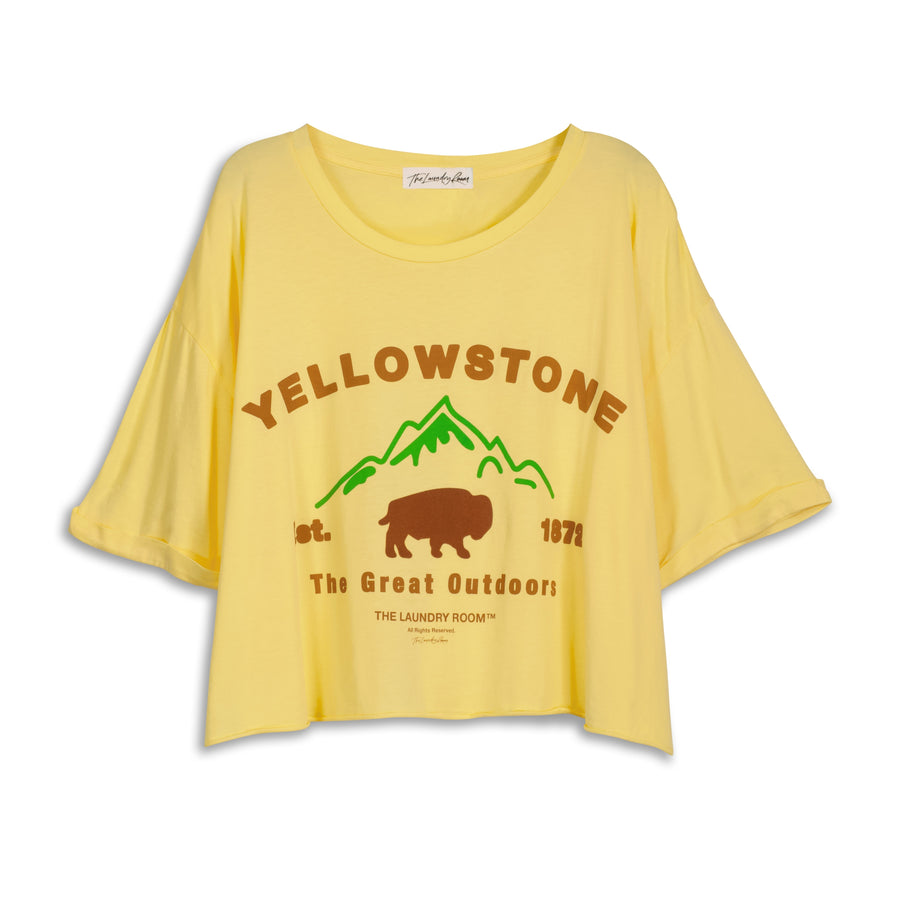 Ys Bison - Crop Oversized Tee - Old Gold - The Laundry Room