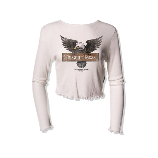 This Ain'T Texas Eagle - Long Sleeve Ribbed Tee - White - The Laundry Room