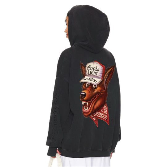 Beer Wolf Patch - Hideout Hoodie - Black Snow - The Laundry Room