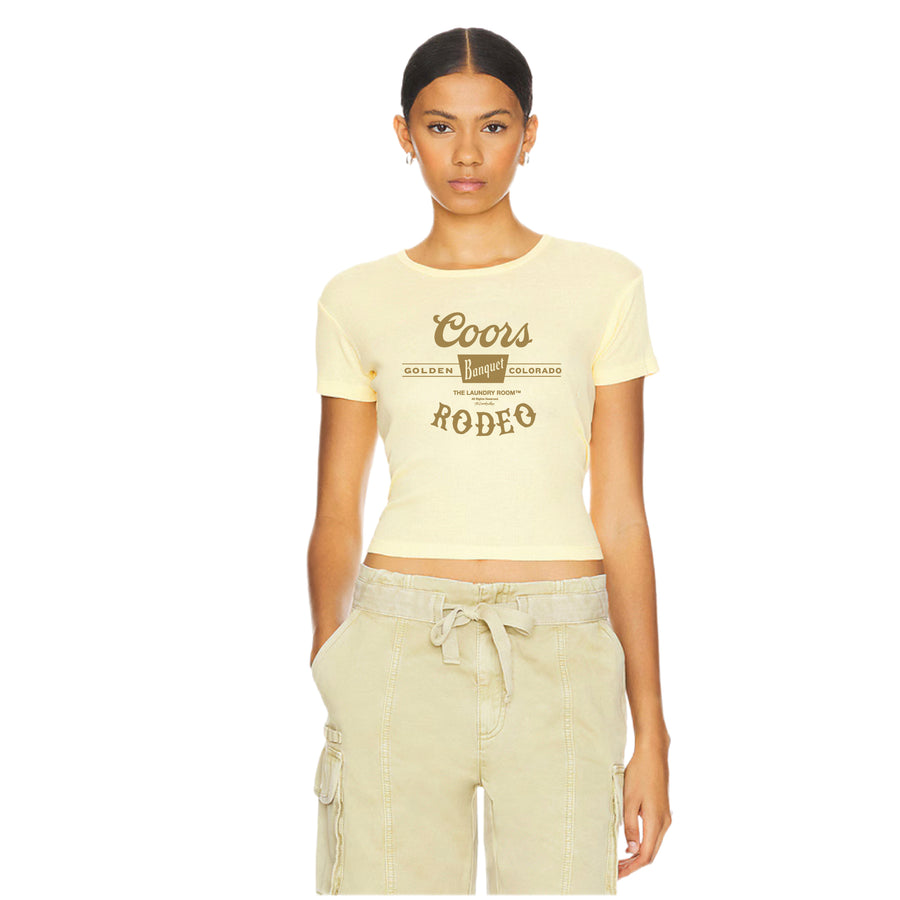 Coors Banquet Rodeo Stamp - Baby Tee - Vintage Yellow - The Laundry Room