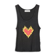 Burn Heart Stitch - Rib Tank - Black Snow - The Laundry Room
