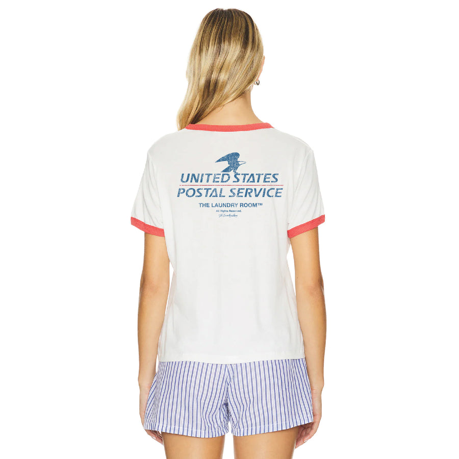Official Usps Tm - Perfect Ringer Tee - White & Red - The Laundry Room