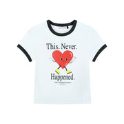 This. Never. Happened. - Perfect Ringer Tee - White & Black Snow - The Laundry Room