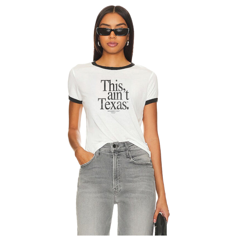 This Ain'T Texas Official Tm - Perfect Ringer Tee - White & Black Snow - The Laundry Room