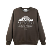 Apres-Ski Aspen Colorado - Classic Crewneck Sweater - Chocolate - The Laundry Room