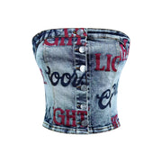 Coors Light Big Colors Logo - Printed Denim Bustier - Salton Sea - The Laundry Room