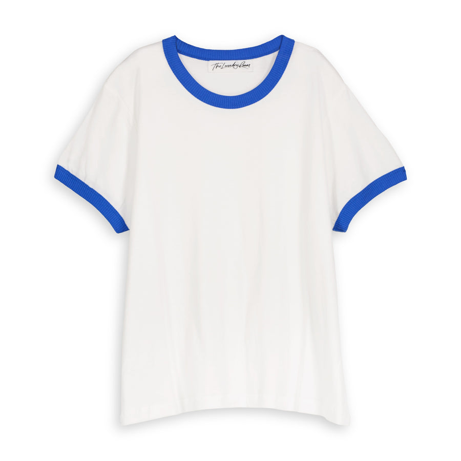 Essentials - Perfect Ringer Tee - White & Blue - The Laundry Room