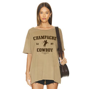 Champagne Cowboy - Oversized Tee - Camel Gold - The Laundry Room