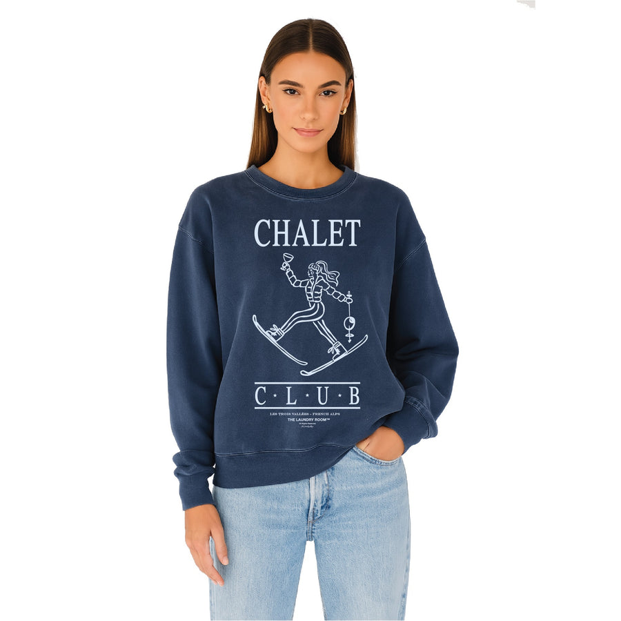 Chalet Club Ski - Classic Crewneck Sweater - Navy Snow