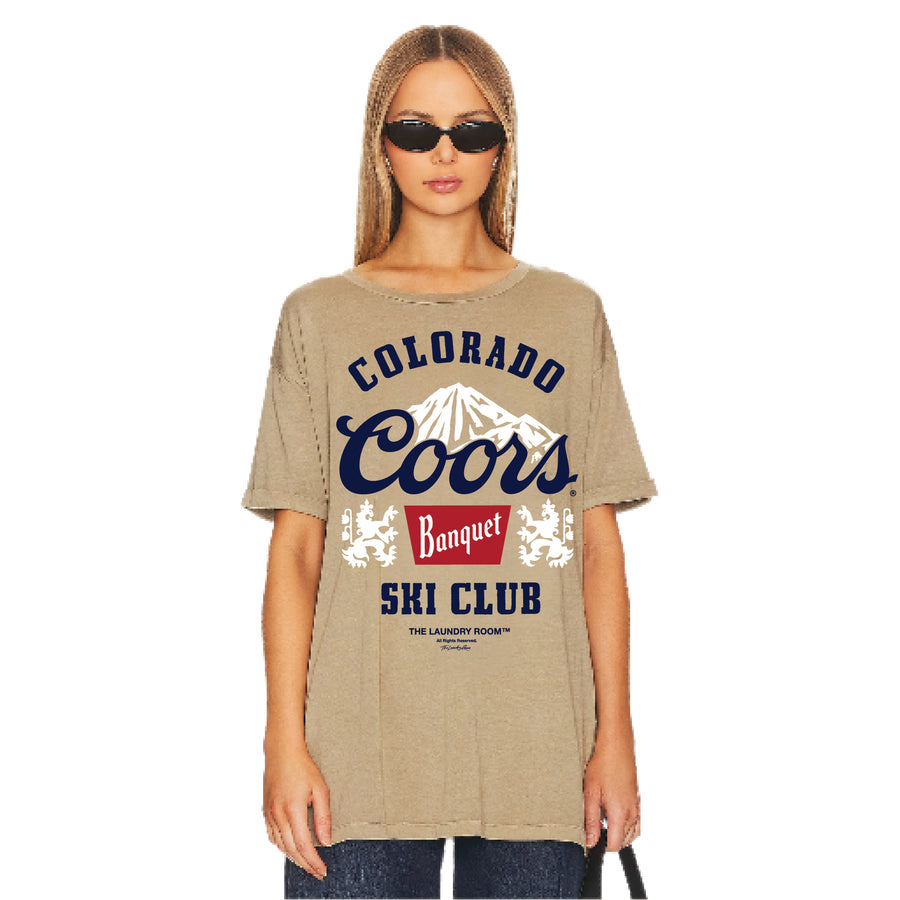 Coors Colorado Ski Club - Oversized Tee - Camel Gold