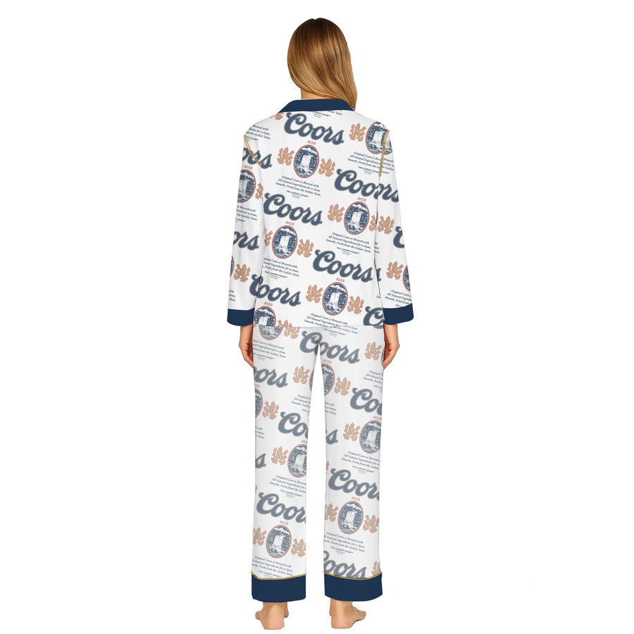 Coors Original 40z - Silky PJ Set - White & Navy