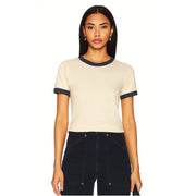 Essentials - Perfect Ringer Tee - Bone & Navy Snow - The Laundry Room