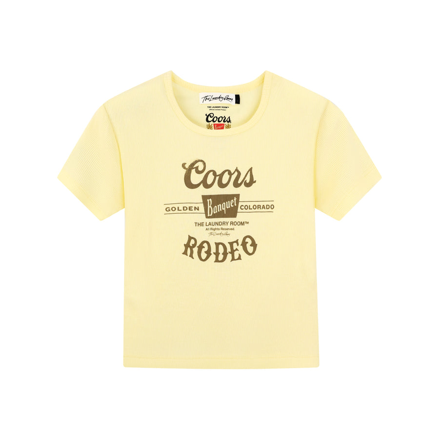 Coors Banquet Rodeo Stamp - Baby Tee - Vintage Yellow - The Laundry Room