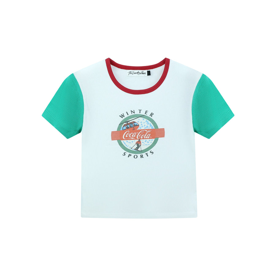 Coca Cola Winter Sports SMU - Baby Tee - White & Green - The Laundry Room