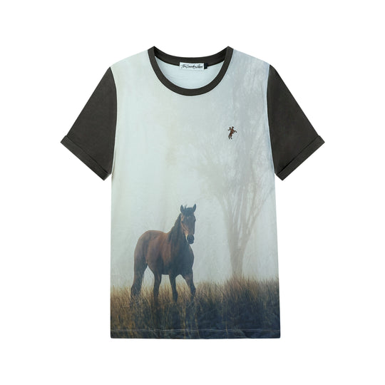 Ranch Life - Oversized Tee - White & Brown - The Laundry Room