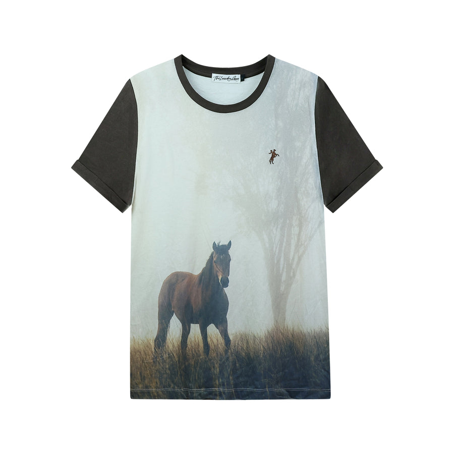Ranch Life - Oversized Tee - White & Brown - The Laundry Room