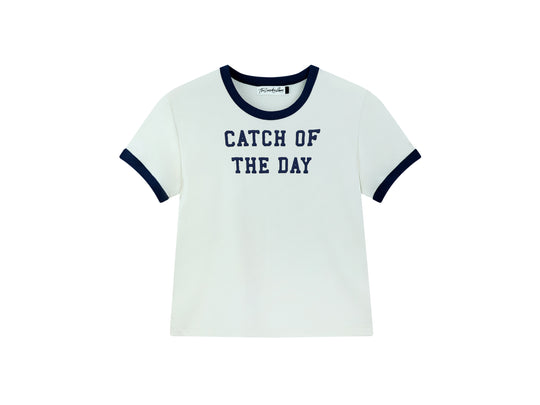 Catch Of The Day - Perfect Ringer Tee - Bone & Navy Snow - The Laundry Room