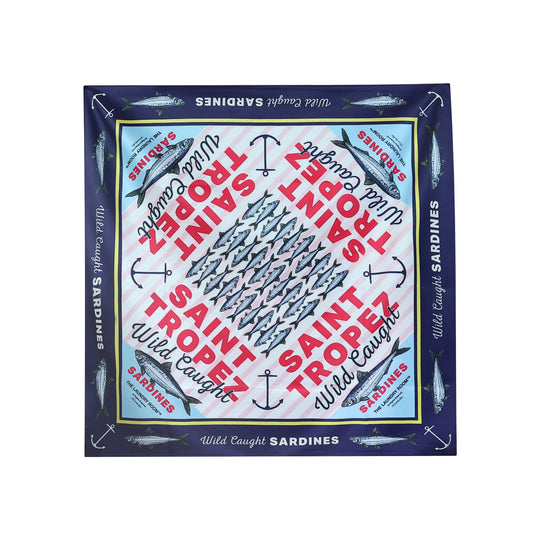 Saint Tropez Wild Caught Sardines - Silky Bandana - Navy Snow - The Laundry Room