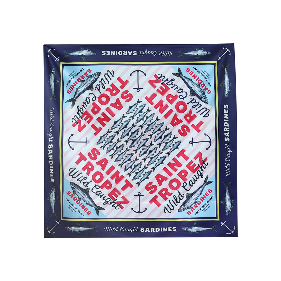 Saint Tropez Wild Caught Sardines - Silky Bandana - Navy Snow - The Laundry Room