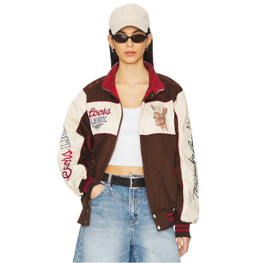 Team Ahroooo - Racing Jacket - Bone & Brown - The Laundry Room
