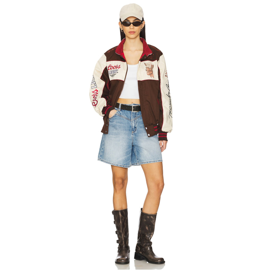 Team Ahroooo - Racing Jacket - Bone & Brown - The Laundry Room