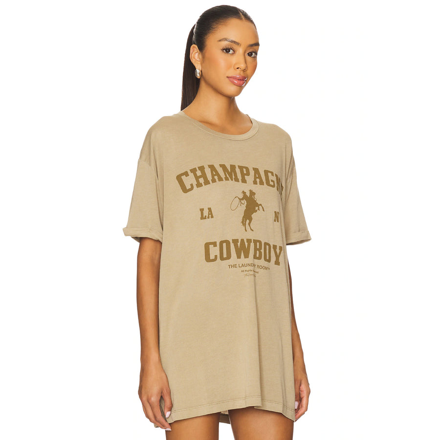 Champagne Cowboy - Oversized Tee - Camel Gold - The Laundry Room