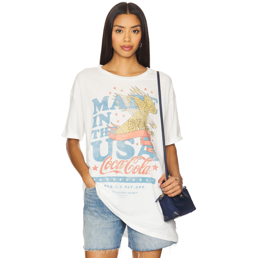 Coca Cola USA Banner - Oversized Tee - White - The Laundry Room