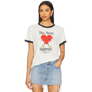 This. Never. Happened. - Perfect Ringer Tee - White & Black Snow - The Laundry Room