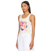 We Want Coke  - Rib Tank - White & Tan Stripe