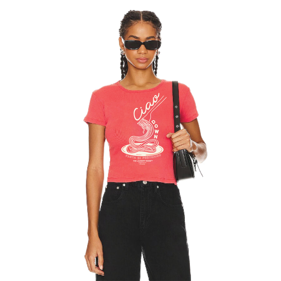 Ciao Down - Baby Tee - Vintage Red