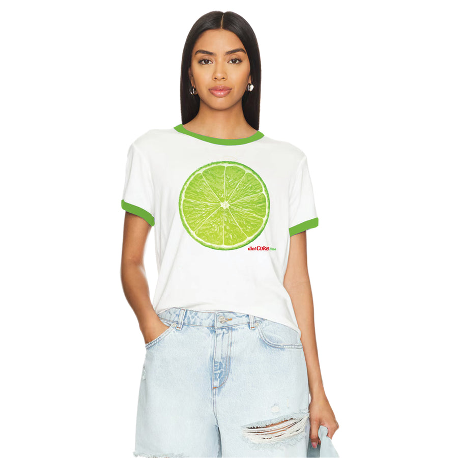 Diet Coke Lime Flavor - Perfect Ringer Tee - White & Lime