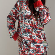 Happy Coca-Cola Holidays - Silky PJ Set - White & Red - The Laundry Room