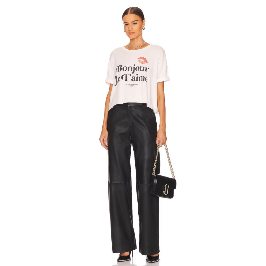 Hello I Love You - Crop Oversized Tee - White - The Laundry Room
