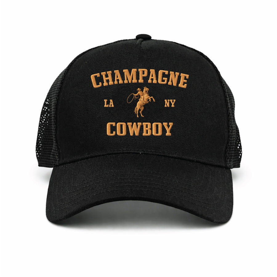 Champagne Cowboy - Trucker Hat - Black