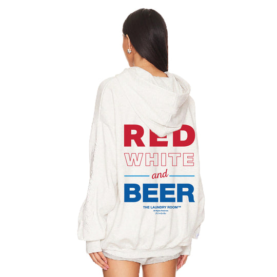 Red White and Beer - Hideout Hoodie - Pebble Heather - The Laundry Room