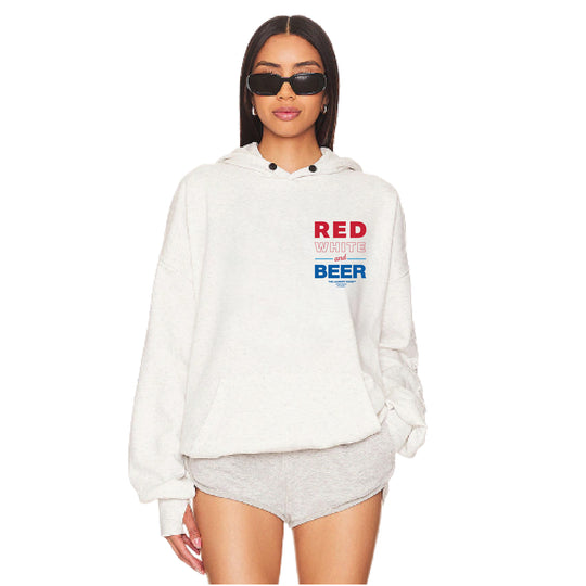Red White and Beer - Hideout Hoodie - Pebble Heather - The Laundry Room