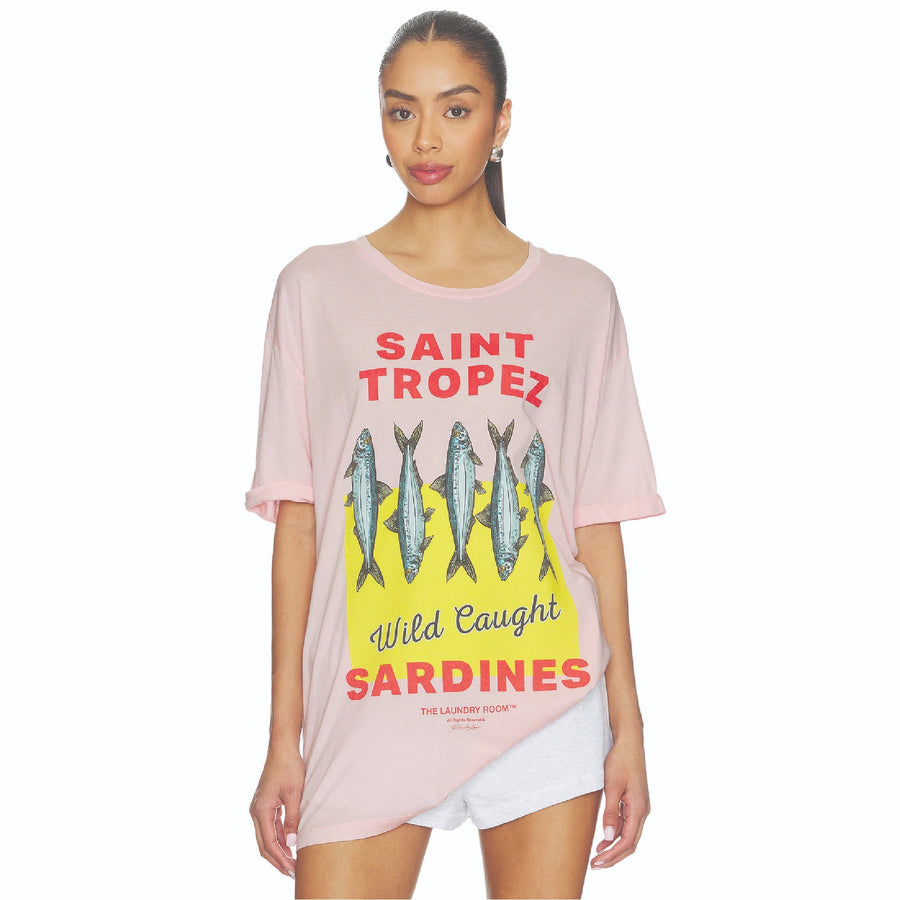 Saint Tropez Sardines - Oversized Tee - Blush Pink - The Laundry Room