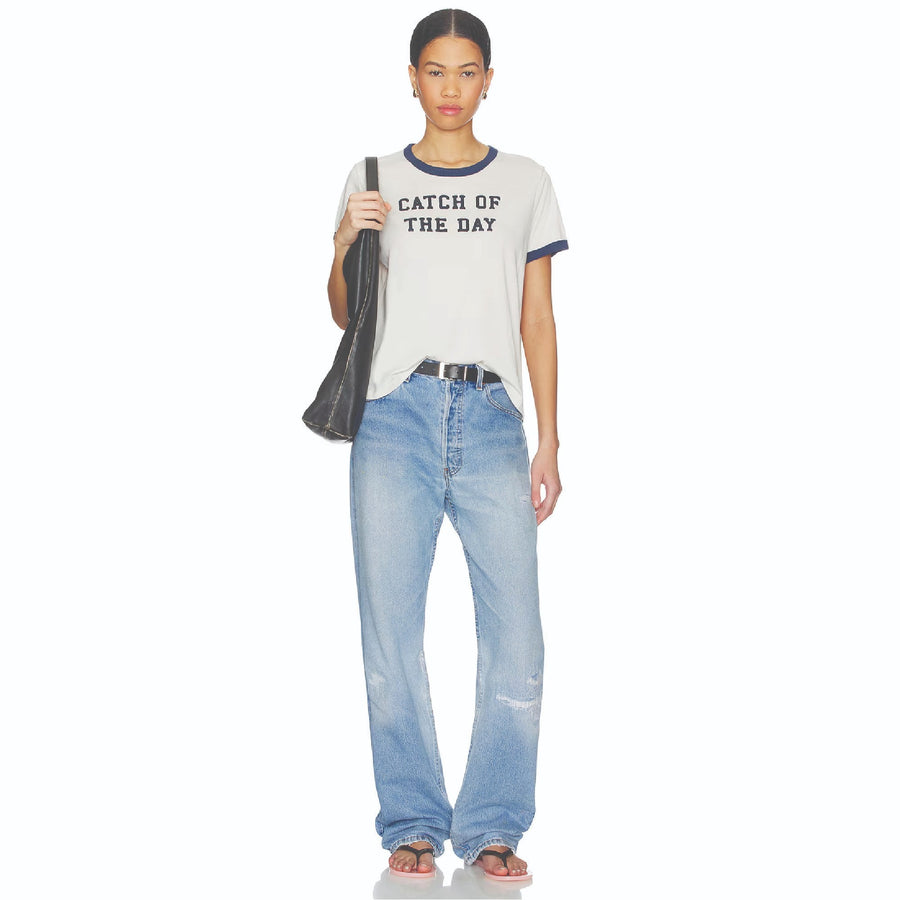 Catch Of The Day - Perfect Ringer Tee - Bone & Navy Snow
