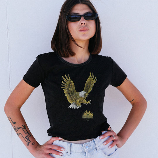 Hardly Dangerous Eagle - Baby Tee - Black Snow - The Laundry Room