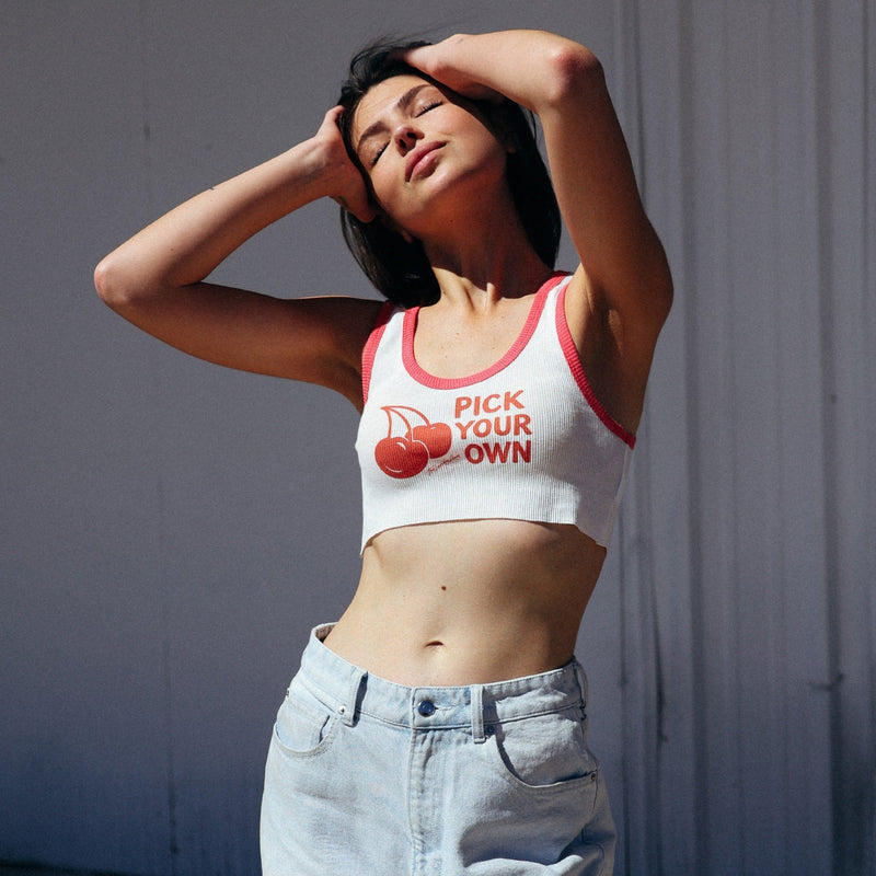 Pick Your Own - Super Crop Rib Tank - White & Red - The Laundry Room